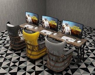 工业LOFT电脑桌3D模型下载