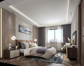 现代卧室3D模型下载