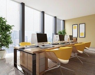 现代办公桌椅3D模型下载
