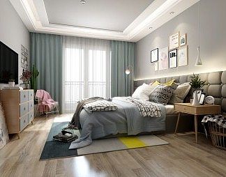 北欧卧室3D模型下载