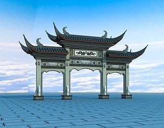 中式牌坊3D模型下载
