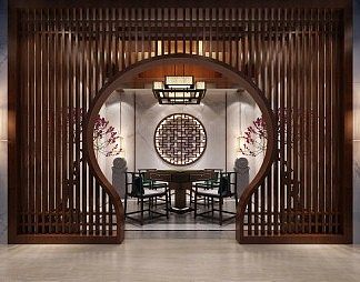 中式棋牌室3D模型下载