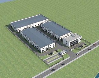 现代厂房3D模型下载