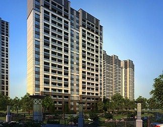 现代住宅区3D模型下载