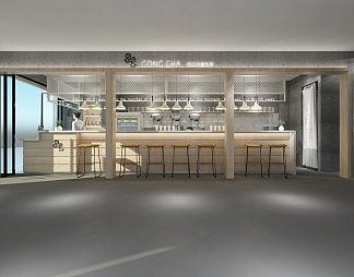 工业LOFT奶茶店3D模型下载