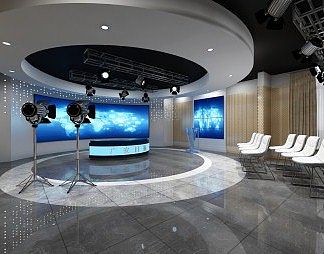 现代演播室3D模型下载