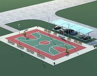 现代篮球场3D模型下载