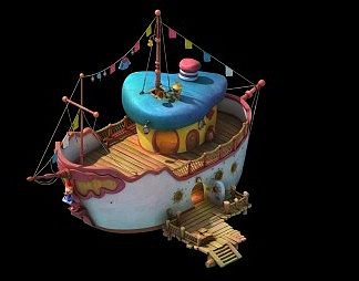 现代卡通船3D模型下载