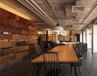 工业LOFT休闲区3D模型下载