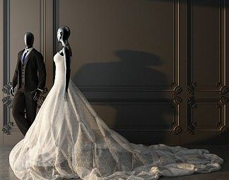 现代婚纱3D模型下载