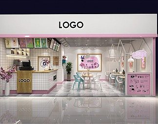 北欧奶茶店3D模型下载