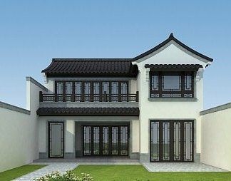 新中式独栋别墅3D模型下载