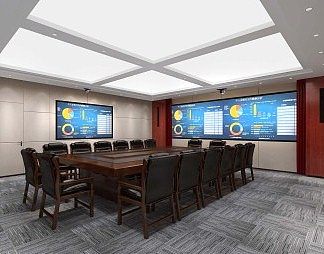 现代会议室3D模型下载