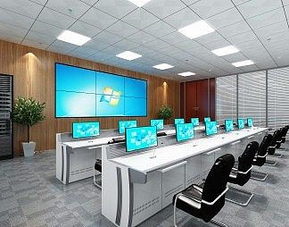 现代监控室3D模型下载