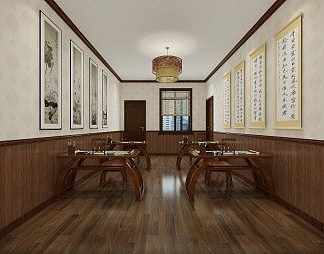 新中式教室3D模型下载