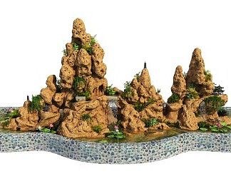 新中式盆景3D模型下载