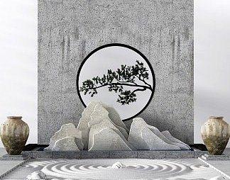 新中式景观小品3D模型下载