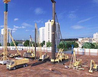 现代建筑工地3D模型下载