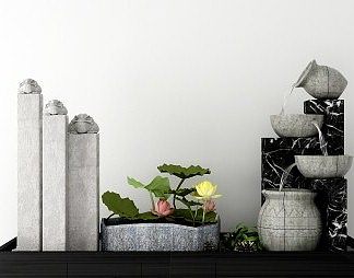 新中式景观小品3D模型下载