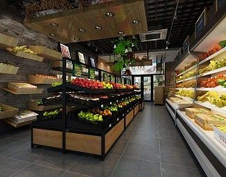 现代水果店3D模型下载