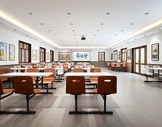 现代食堂3D模型下载