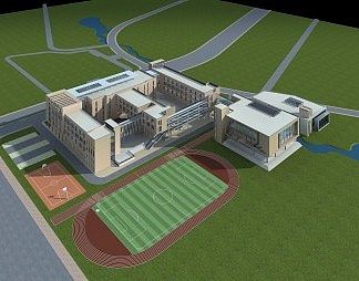 现代学校3D模型下载