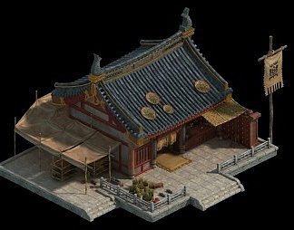 中式卡通建筑3D模型下载