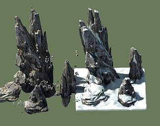 现代假山3D模型下载
