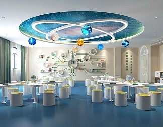 现代教室3D模型下载