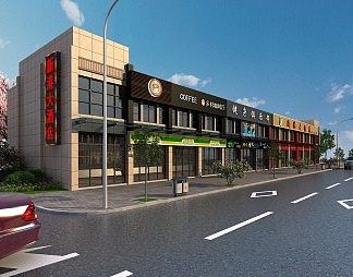 现代商业街3D模型下载
