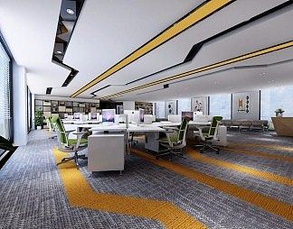 现代公共办公区3D模型下载
