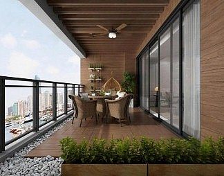 东南亚阳台3D模型下载