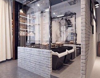 工业LOFT理发店3D模型下载