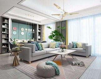 北欧客厅3D模型下载