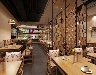 新中式餐厅3D模型下载