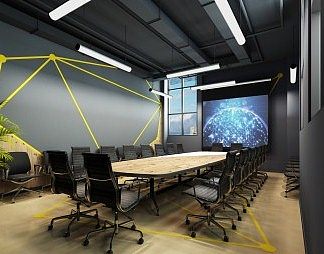 现代会议室3D模型下载