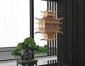 新中式盆景3D模型下载