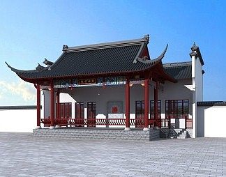 中式戏台3D模型下载