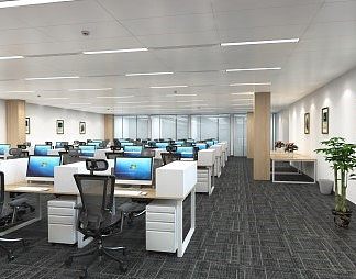 现代公共办公区3D模型下载