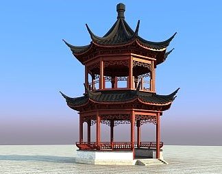 中式亭子3D模型下载