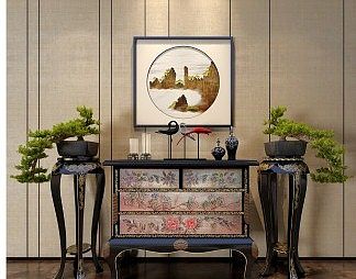 中式边柜3D模型下载