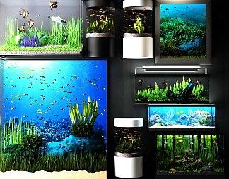 现代鱼缸3D模型下载