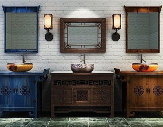 中式洗手台3D模型下载