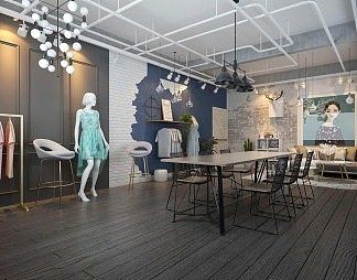 工业LOFT服装店3D模型下载