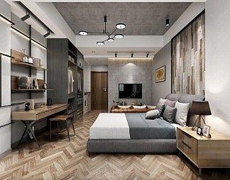 工业LOFT卧室3D模型下载