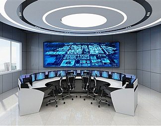 现代监控室3D模型下载