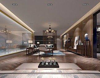 新中式展厅3D模型下载