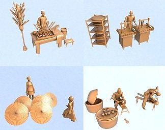 新中式雕塑3D模型下载