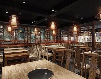 新中式餐厅3D模型下载