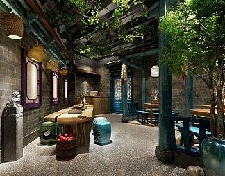 中式餐厅3D模型下载